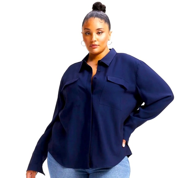 The good American oversized size 3 navy shacklett - Picture 7 of 15